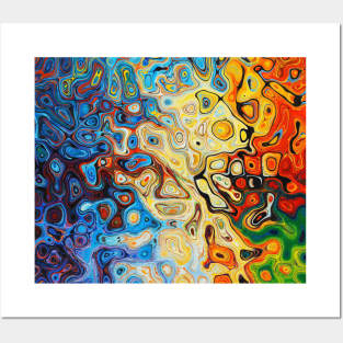 Abstraction and destruction - Colourful melange of shapes and colours Posters and Art
